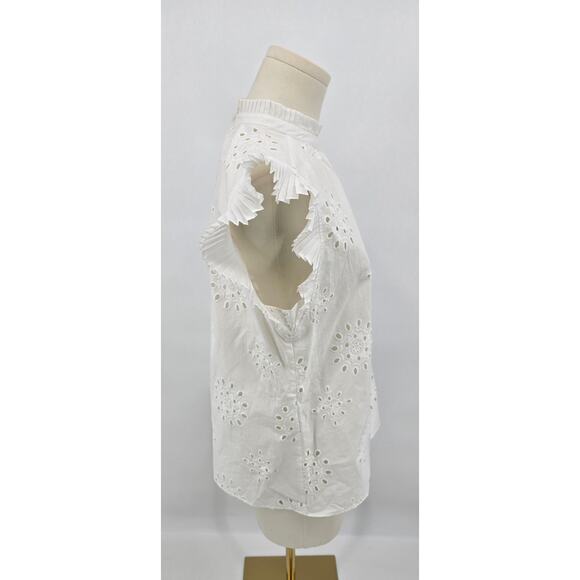 1 State White Eyelet Flutter Sleeve Top - Picture 2 of 5